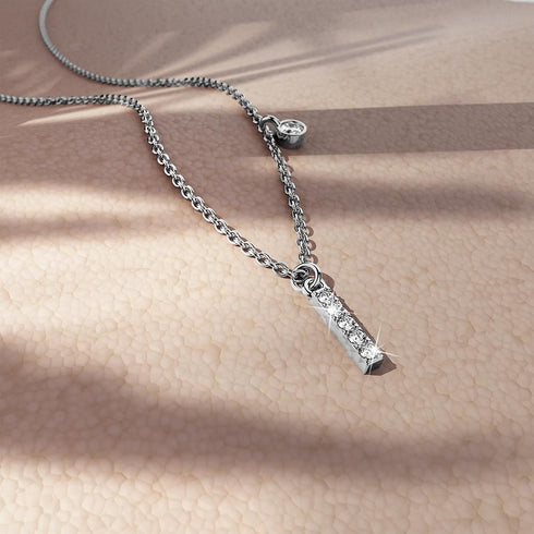 Solid 925 Sterling Silver Initial Crystal Personalised Alphabet Letter Necklace Silver